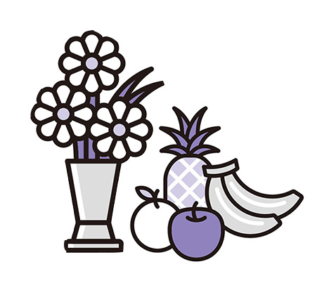 仙台市の花さいだんが提供する火葬場の供物と生花のイラスト
