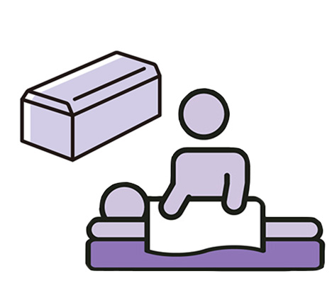 仙台市の花さいだんで行われている納棺の儀のイラスト