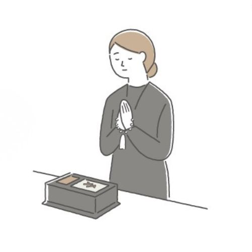 仙台市の花さいだんで行われているお焼香のイラスト