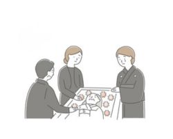 仙台市の花さいだんで故人とお別れをしているイラスト