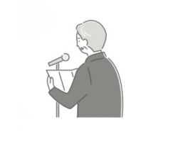 仙台市の花さいだんで司会挨拶をしている男性のイラスト