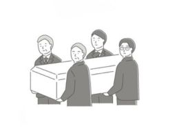 仙台市の花さいだんで出棺している親族のイラスト